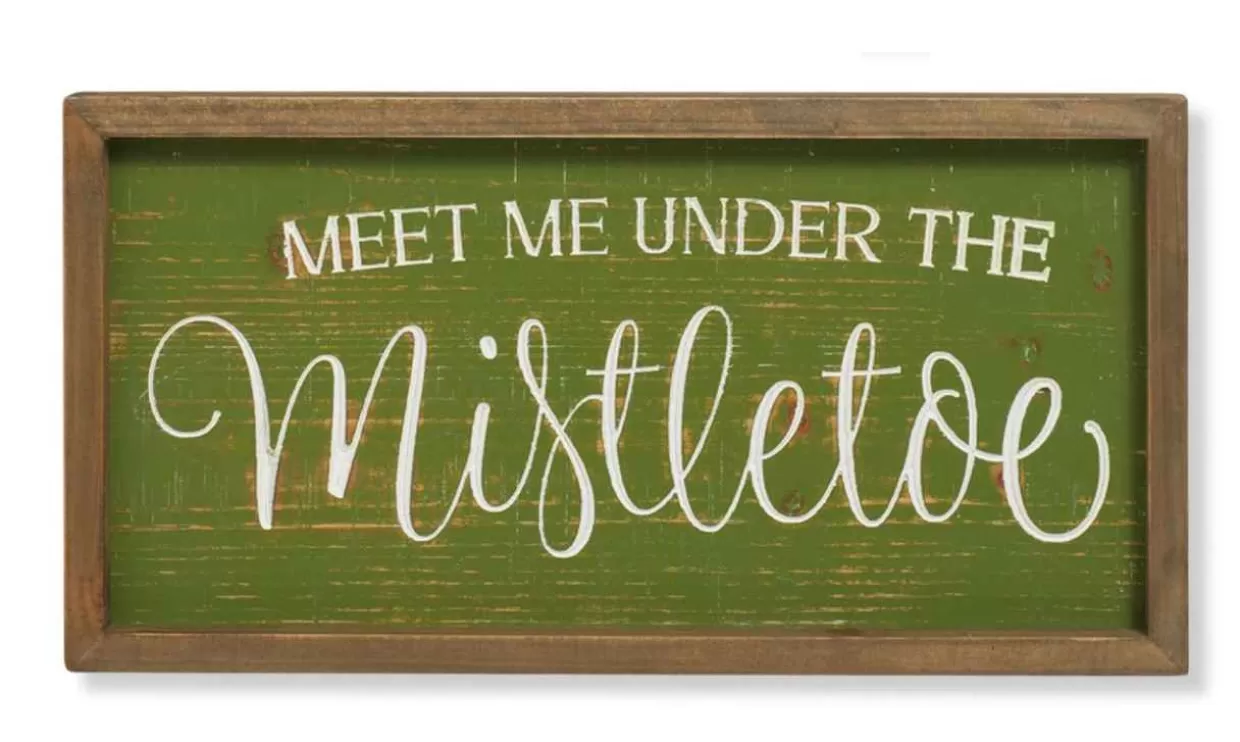 Lemax 16" Wooden Wall Decor With The Insignia "Mistletoe"* Wooden Signs