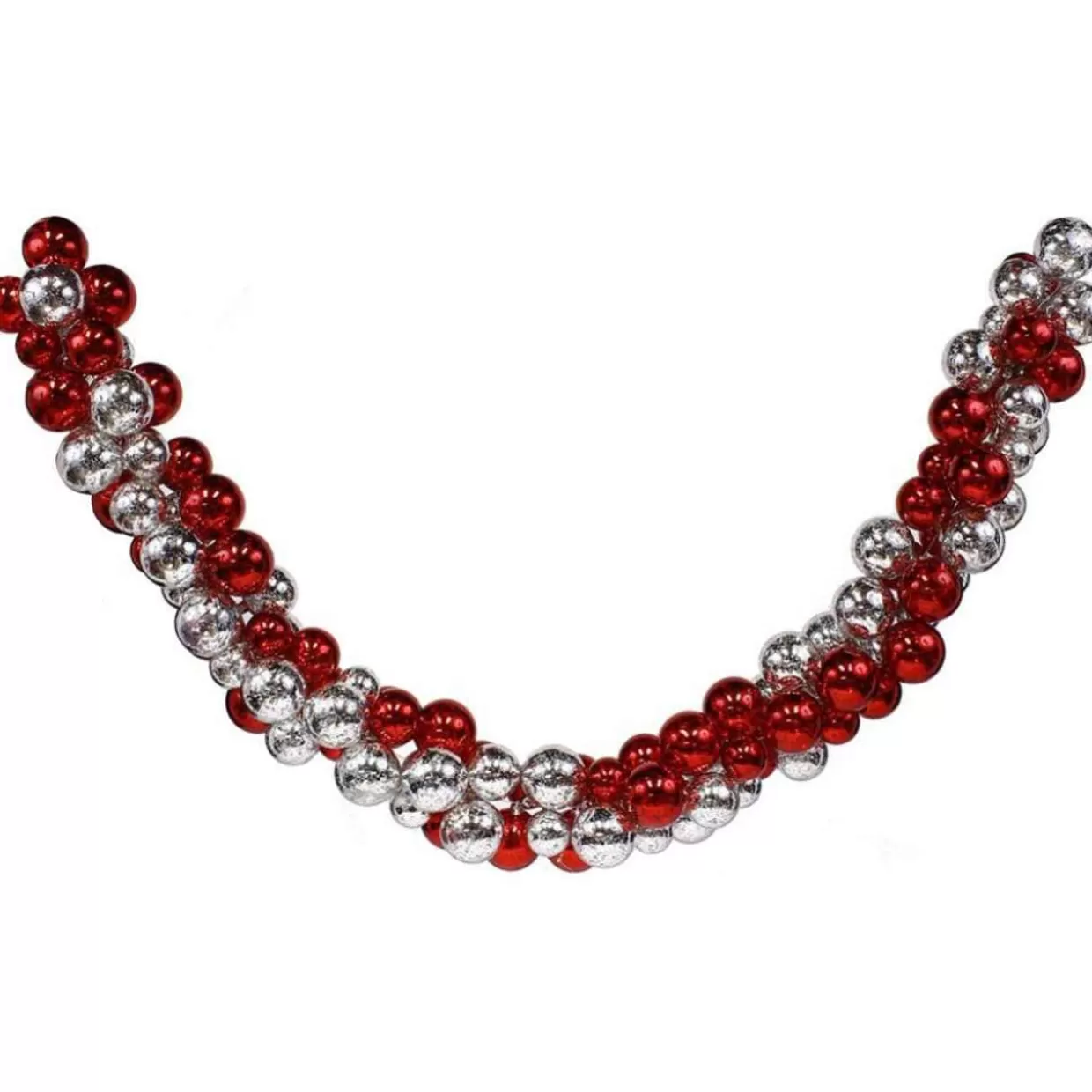 Kurt Adler 6Ft Long Red And Silver Shiny Shatterproof Ball Ornaments Garland* Garland