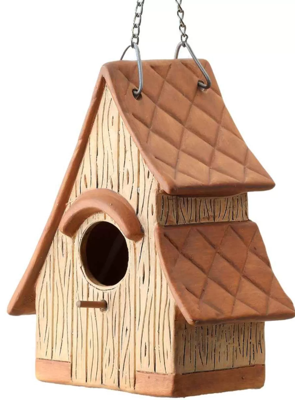 * Ceramic & Metal Hanging Birdhouse Brown* Easter And Spring