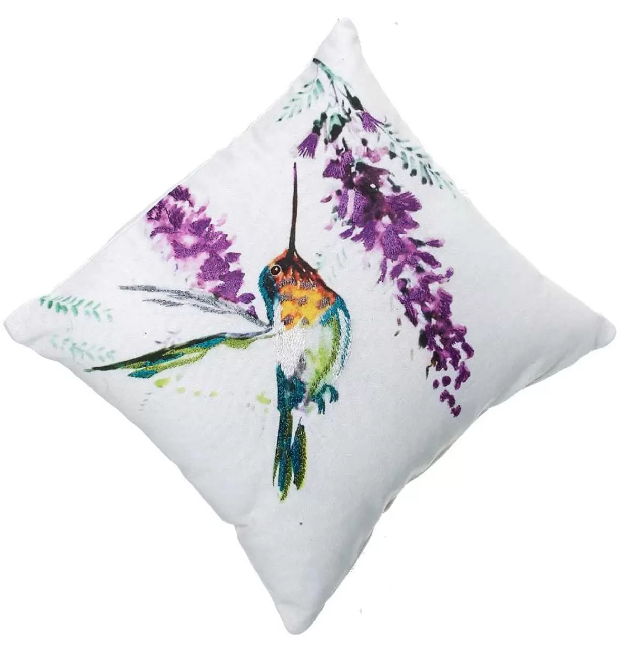 Kurt Adler Embroided Purple Hummingbird Pillow* Easter And Spring
