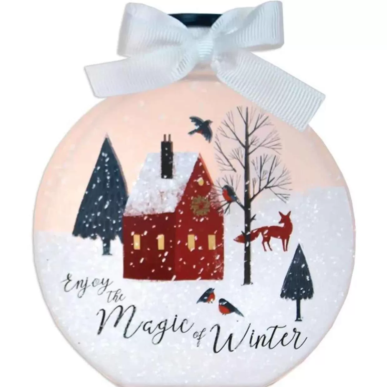 Stony Creek Enjoy The Magic Of Winter Lit Glass Round Jar* Lamps