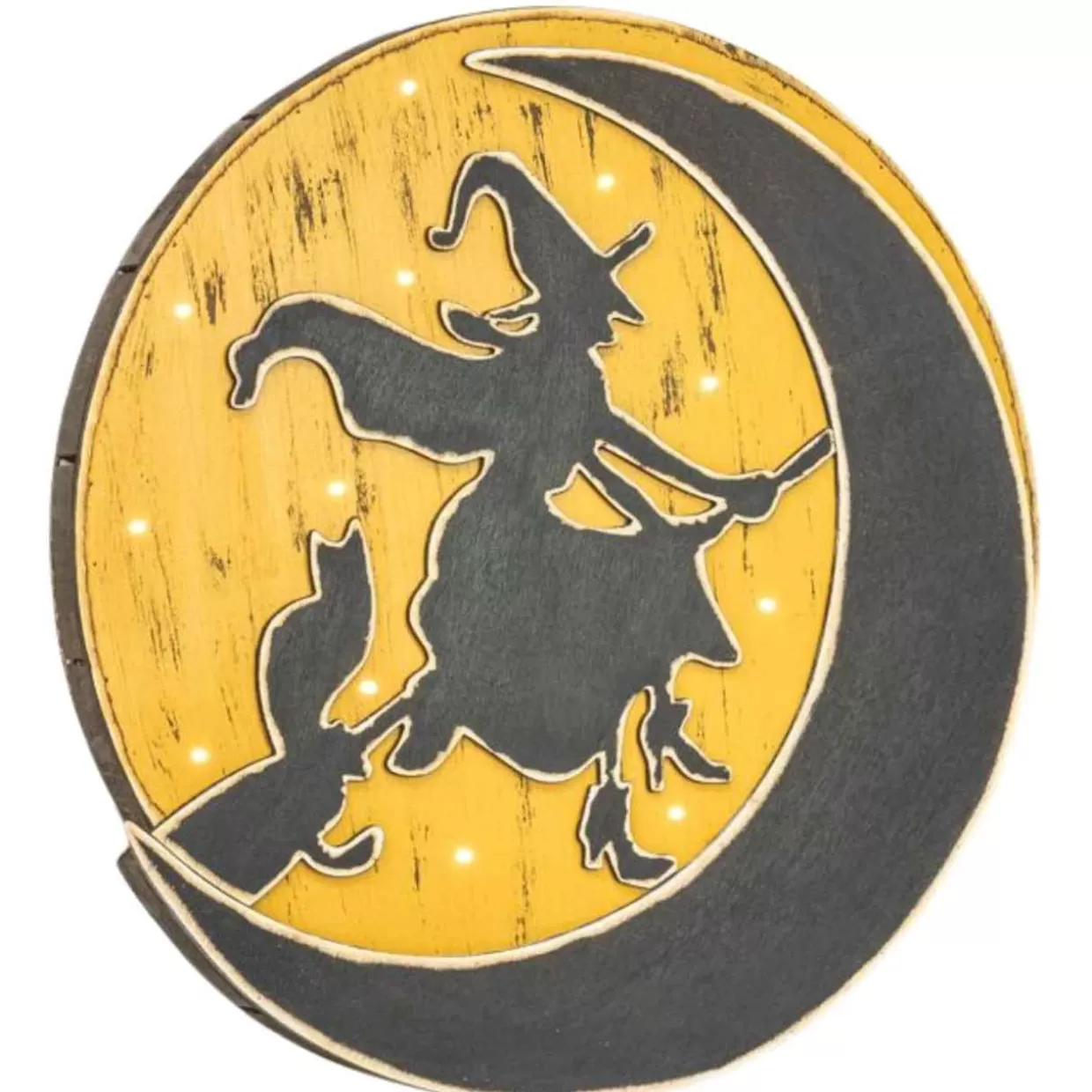 * Flying Witch Lit Wood Sign* Halloween