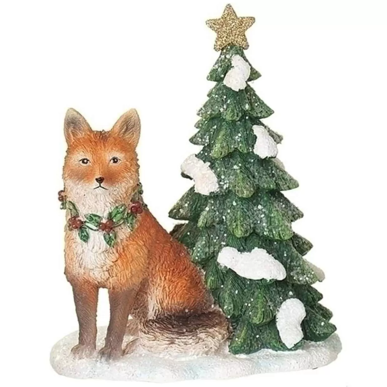 Kurt Adler Fox Sitting Under A Tree* Figurines