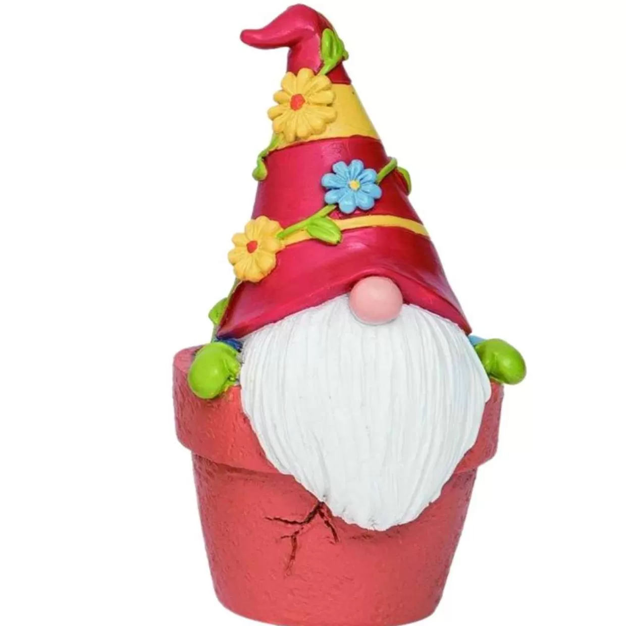 * Gnome Sitting In A Flower Pot Wearing A Hat Covered With Flowers* Easter And Spring