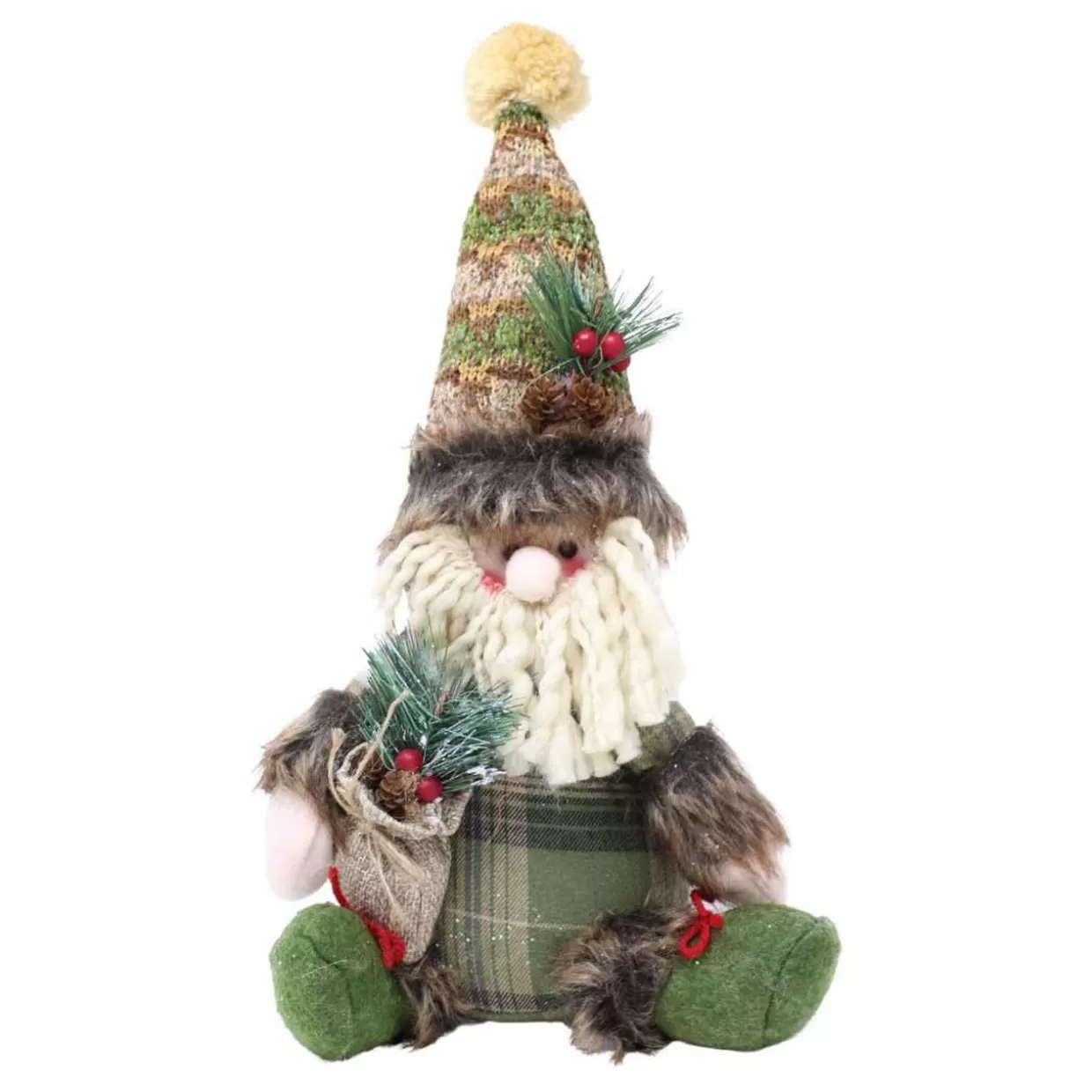 Kurt Adler Green Plush Sitting Santa Figurine* Figurines