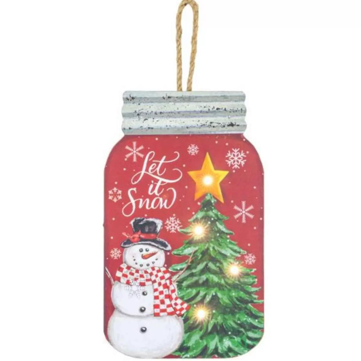 * Jolly Tree Let It Snow Led Mason Jar Wall Hanger* Wooden Signs