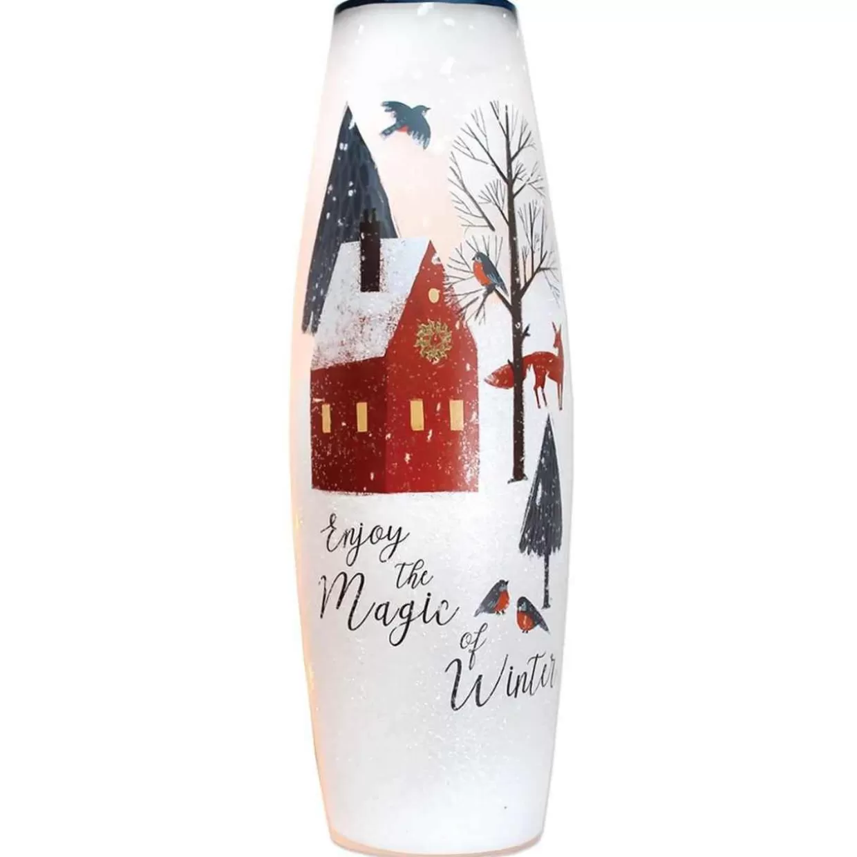 Stony Creek Large Enjoy The Magic Of Winter Lit Glass Vase* Lamps