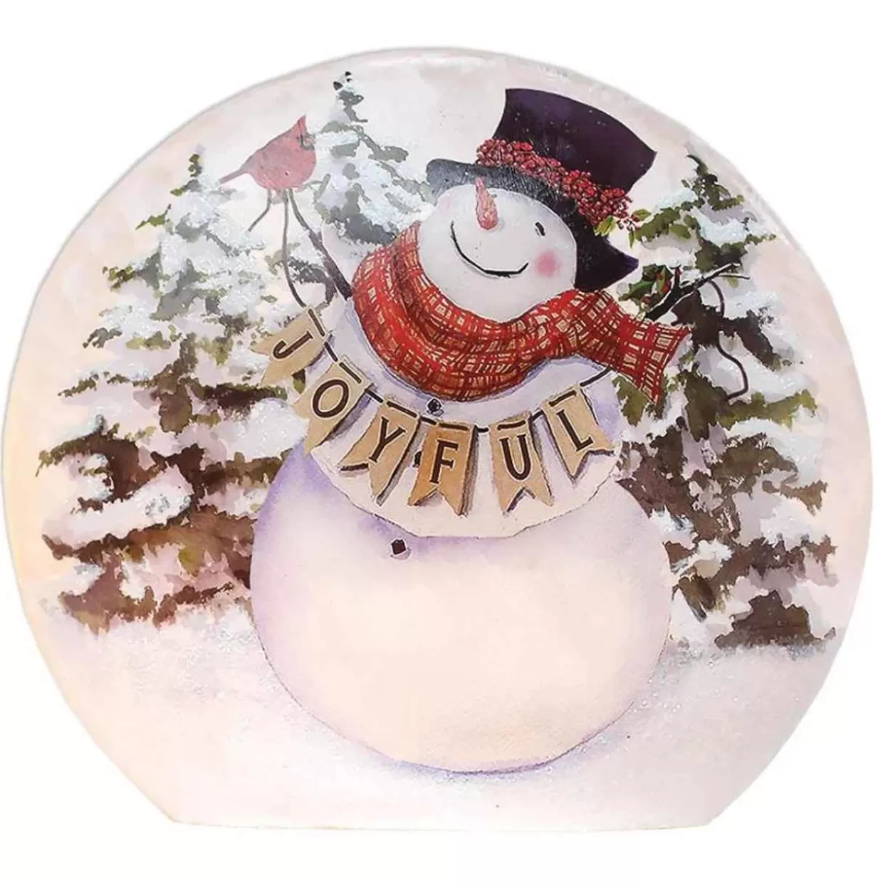 Stony Creek Large Lit Joyful Snowman Orb* Lamps