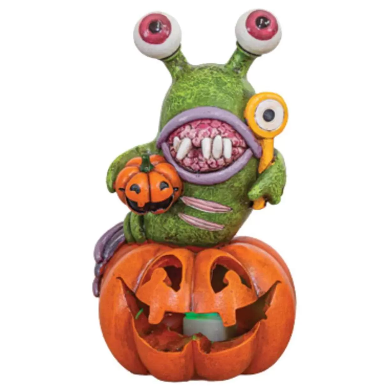 Kurt Adler Led Spooky Green Monster Jack O'Lantern* Halloween