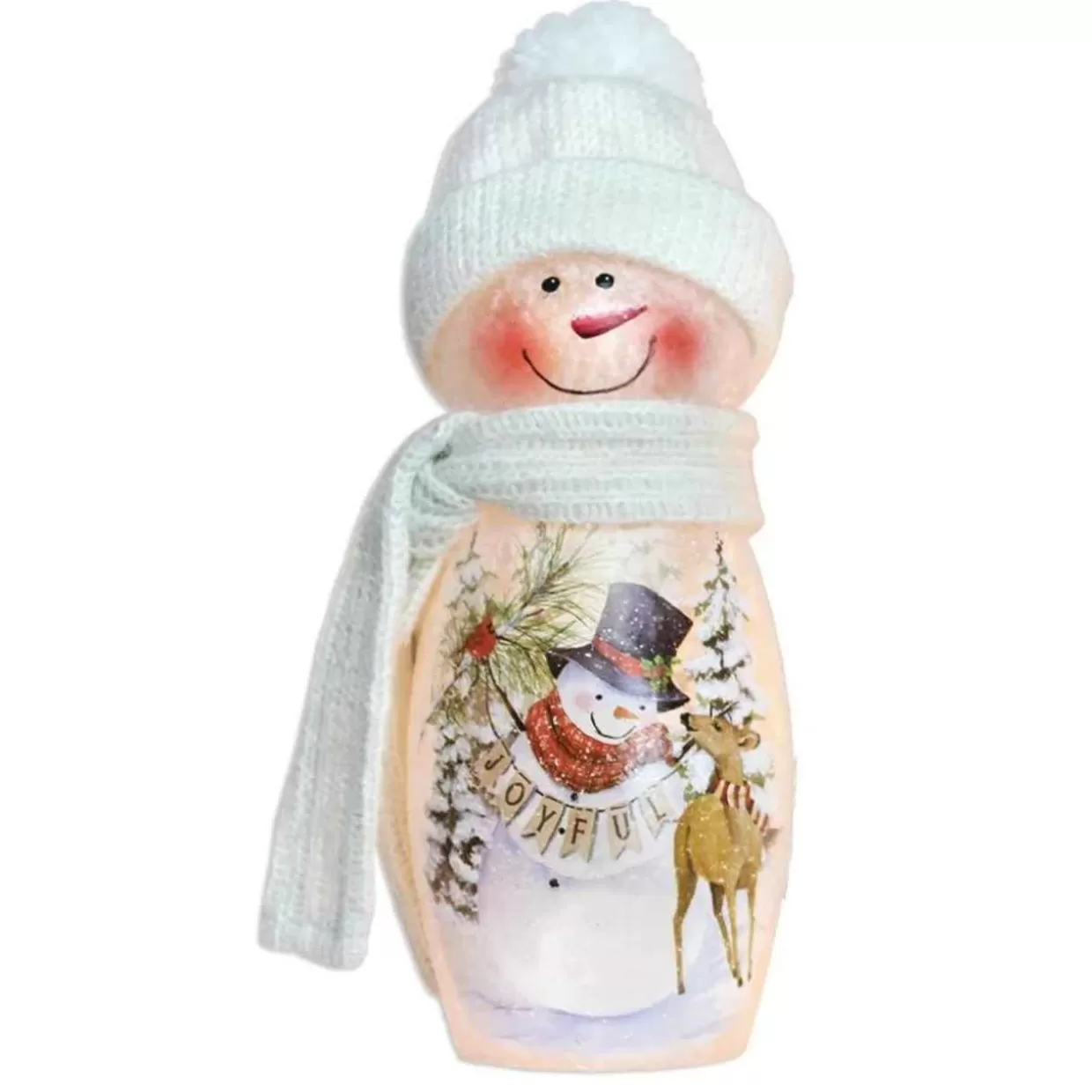 Stony Creek Lit Joyful Snowman With Deer Snowman Lamp* Lamps