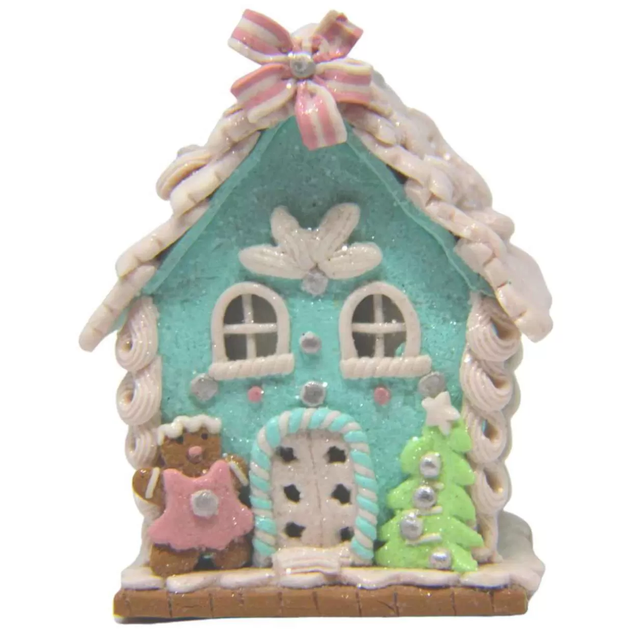 Kurt Adler Mint Green Clay Dough Gingerbread House* Figurines