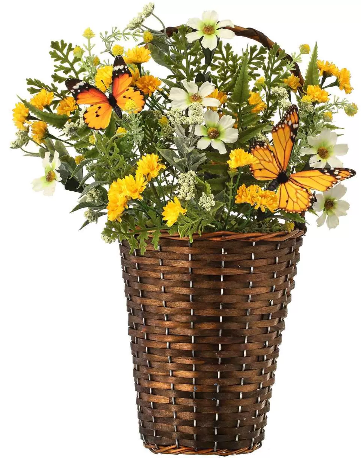 * Mixed Daisy & Monarch "N" Wicker Basket 19"* Easter And Spring