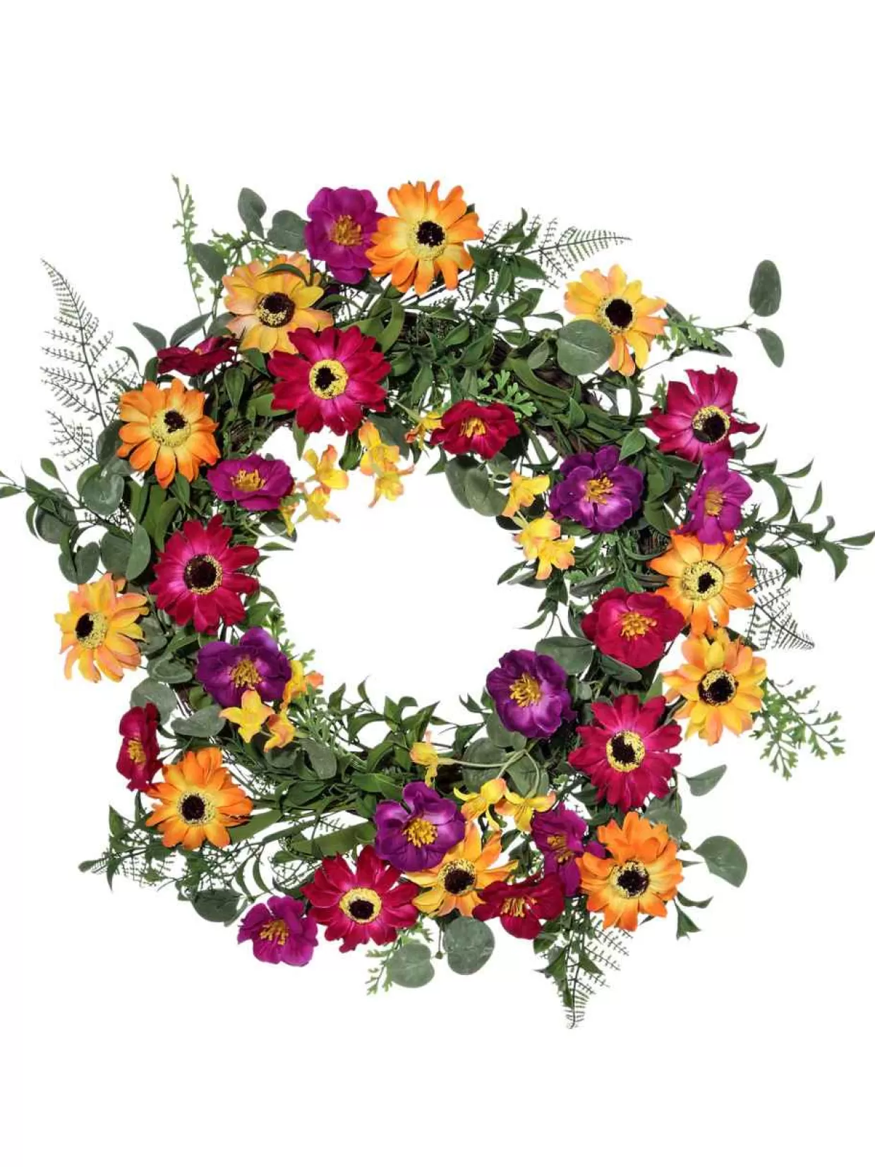 * Mixed Zinnia Garden Wreath 24"* Easter And Spring