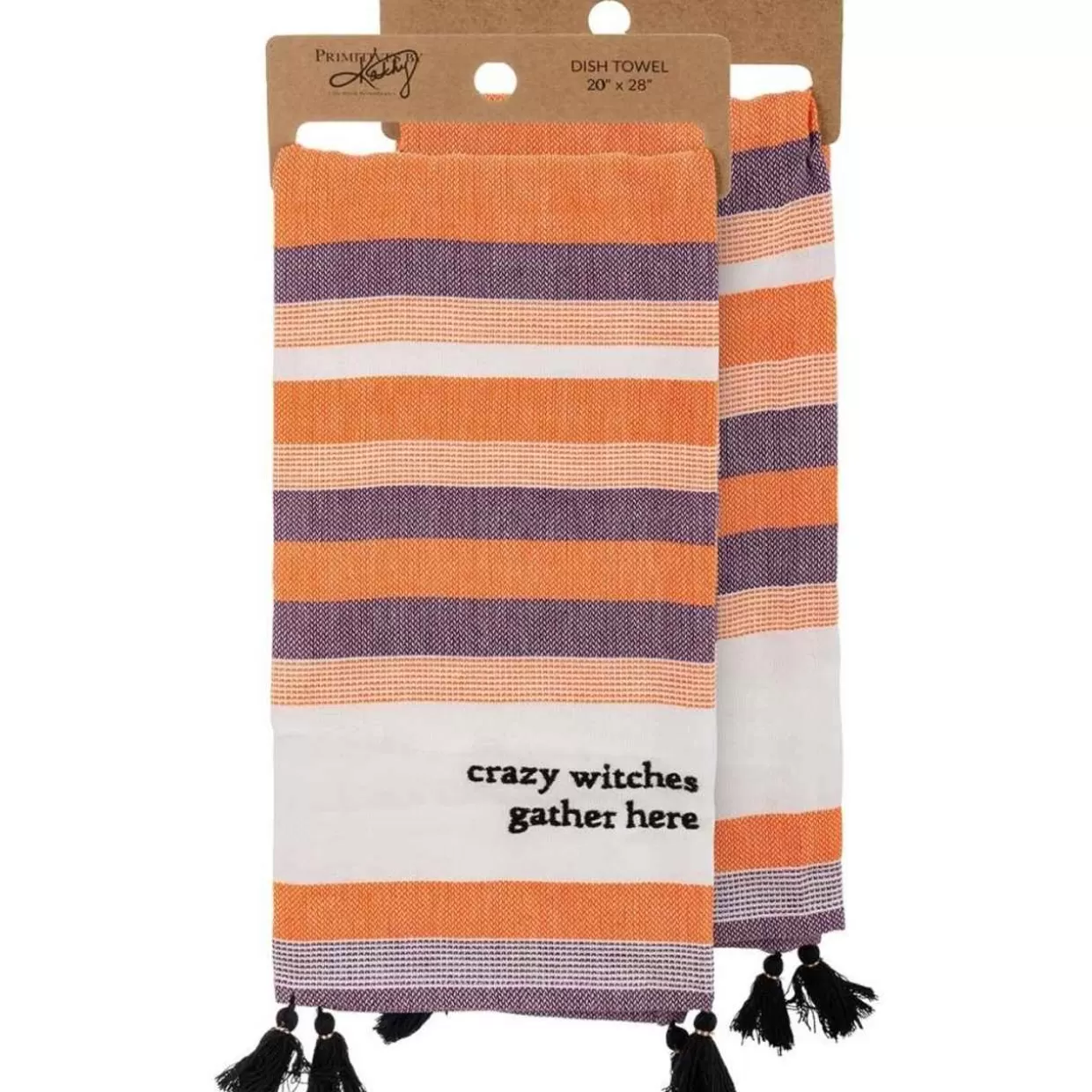 * Primitives By Kathy Kitchen Towel Crazy Witches Gather Here* Halloween