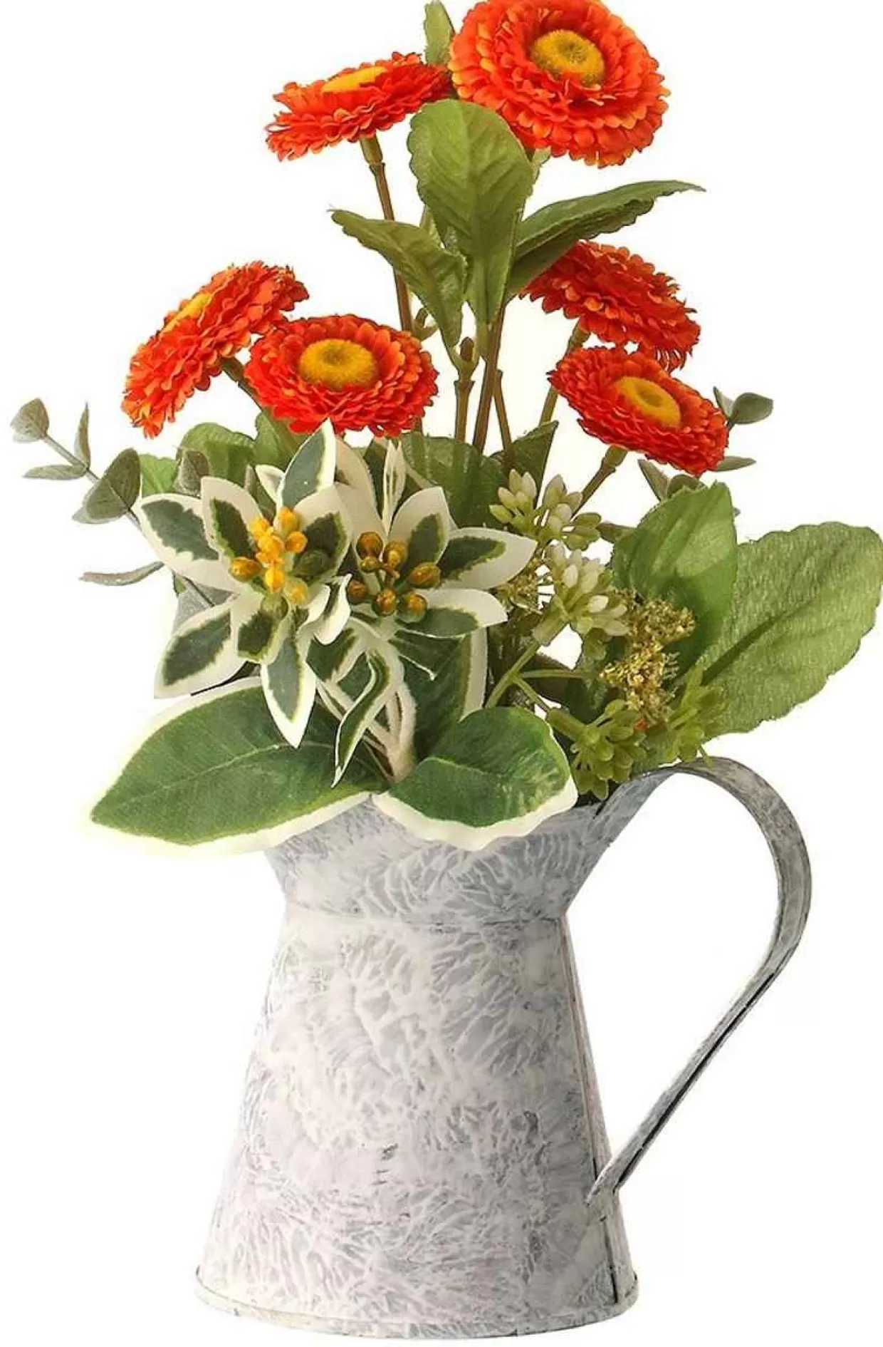 * Red Button Aster In Watering Can 9.5"* Easter And Spring