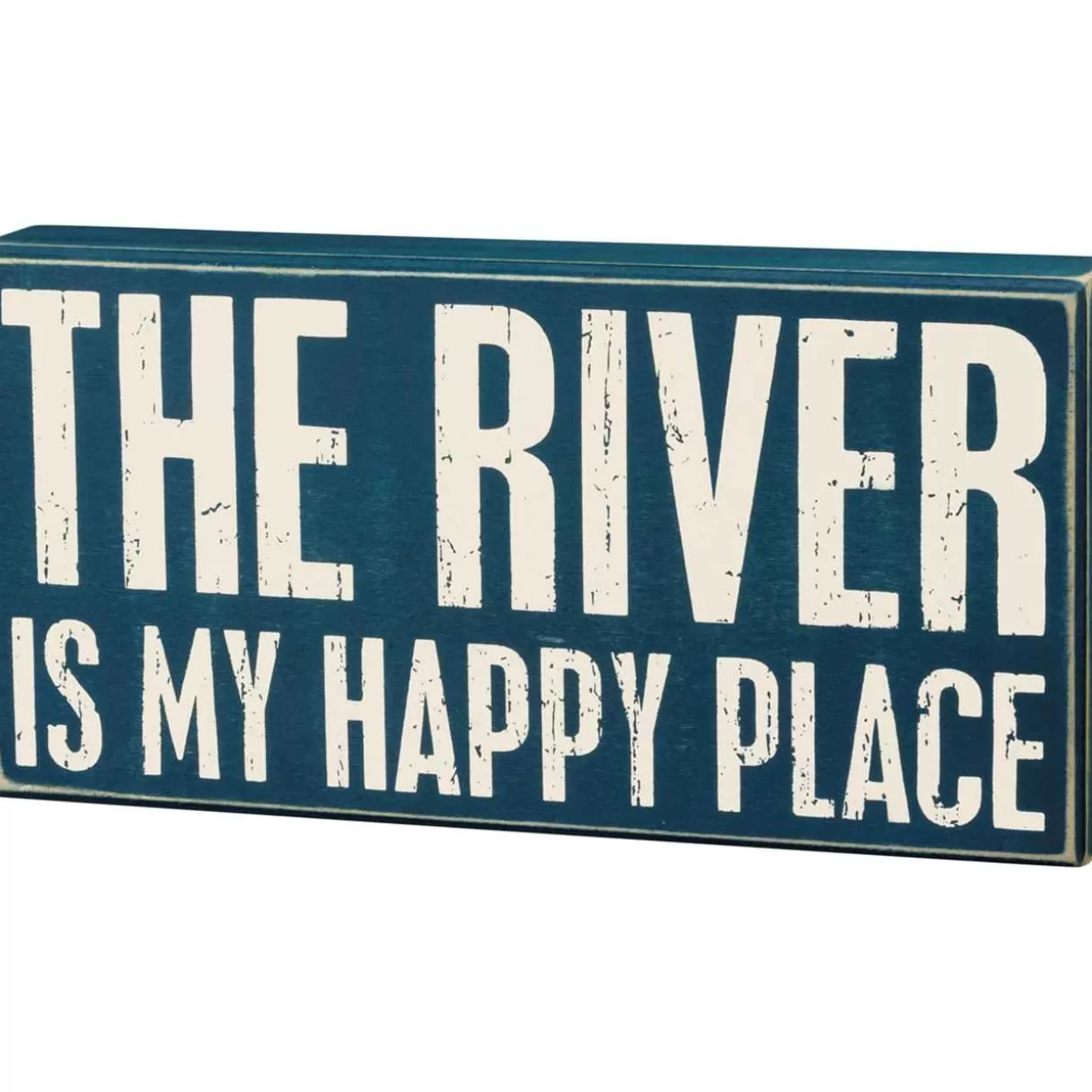 Department 56 Rustic Blue Box Sign, 12" X 6", The River Is My Happy Place* Wooden Signs