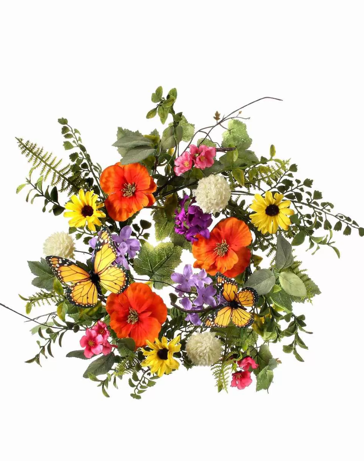 * Summer Garden With Monarch Wreath 15"* Easter And Spring
