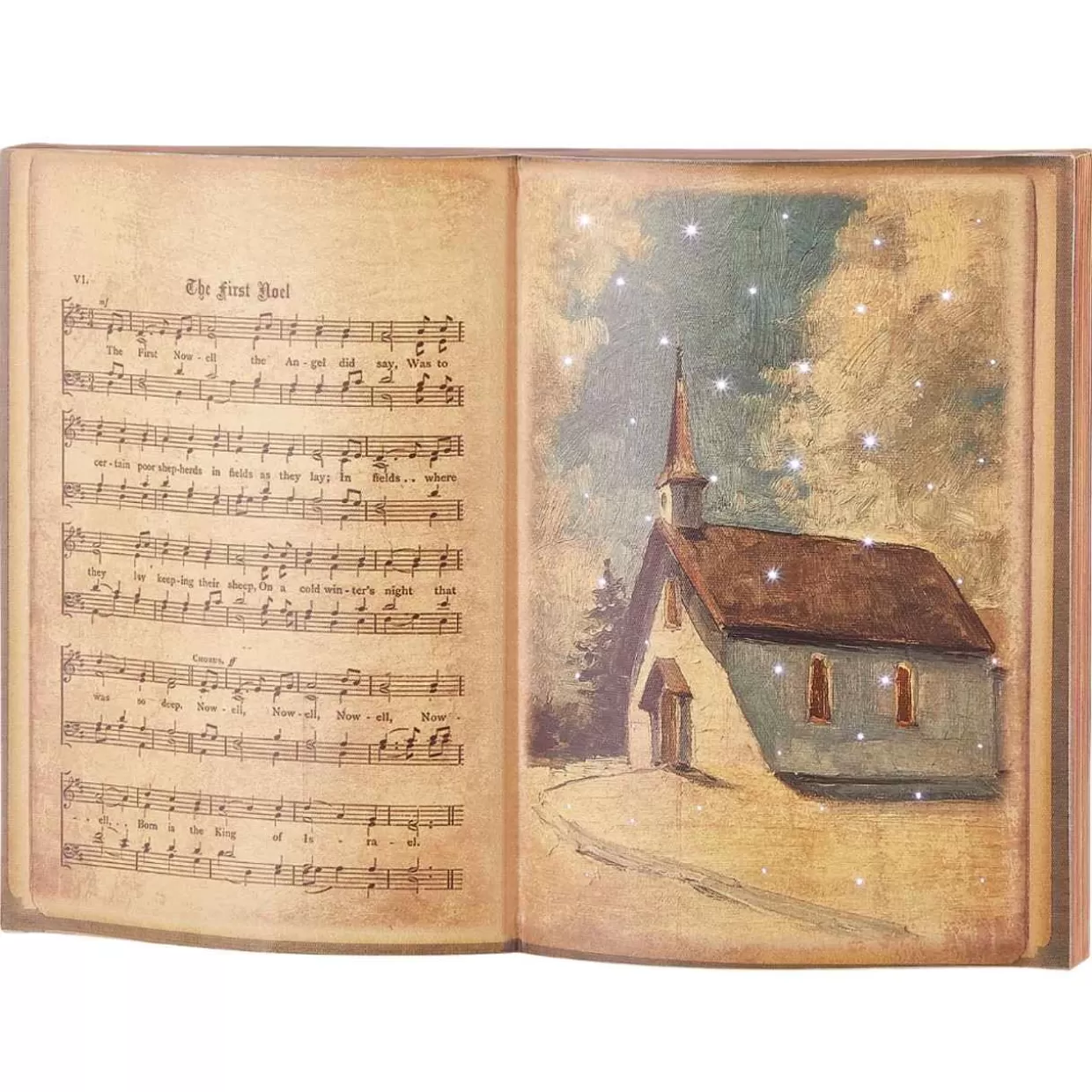 * The First Noel Choir Sheet Music Led Twinkling Lighted Book* Figurines