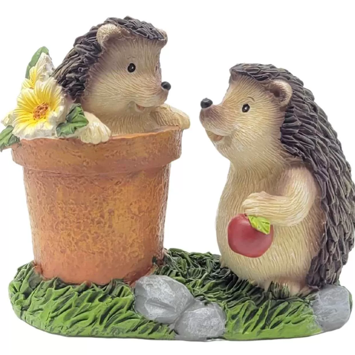 * Two Hedgehogs Playing In A Flower Pot Figurine* Easter And Spring