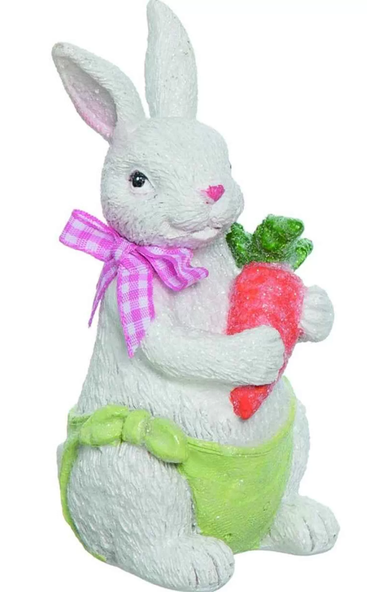 * White Terracotta Bunny Rabbit Figurine Holding A Carrot* Easter And Spring